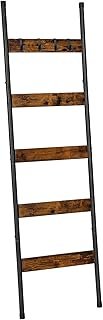 HOOBRO Blanket Ladder, 5-Tier Towel Rack with Hooks, Wall-Leaning Blanke...