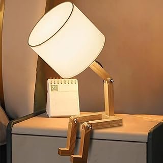 Cute Desk Lamp, Unique Table Lamp,Wooden Bedside Table Lamps Fun Quirky ...