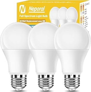 Full Spectrum Light Bulb, 6000K Natural Sunlight Bulbs, 9W 60W Equivalen...
