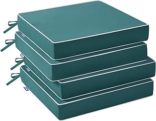 MIULEE Turquoise Outdoor Chair Cushions Set of 4, 18.5x16x3 Inch Waterpr...