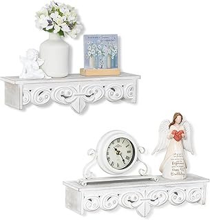 White Wall Shelves French Country Decor - Vintage Floating Shelf Antique...