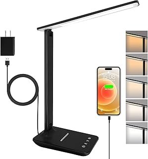 shinelife LED Desk Lamp for Office Home, Bright Desk Light with USB Char...