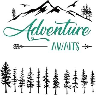 Adventure Awaits Outdoors Camper Camping Decals, Hiking Mountains Travel...