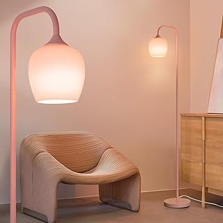 ONEWISH Pink Floor Lamp-Modern Standing Lamp for Living Room Bedroom, Gl...