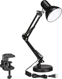 TORCHSTAR Metal Desk Lamp with Clamp, Swing Arm, Architect Adjustable Go...