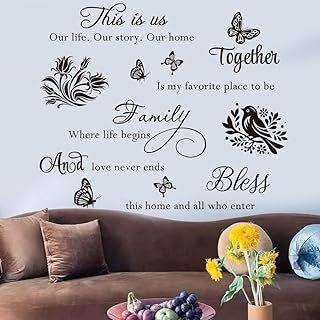 4 Pieces Inspirational Family Quotes Wall Decals This is Us Bless This H...