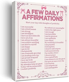 A Few Daily Affirmations Wall Art Motivational Wall Decor for Pink Offic...