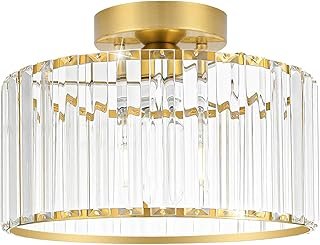 Crystal Ceiling Light Fixture, Modern Semi Flush Mount Ceiling Light, Go...