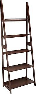 Amazon Basics 5-Tier Ladder Bookshelf Storage Organizer, Solid Rubberwoo...