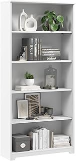 Bush Home Tall 5 Shelf Bookcase, Large Open Bookshelf, Sturdy Display Ca...