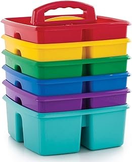 Storex Classroom Caddy, 9.25 x 9.25 x 5.25 Inches, Assorted Colors, Colo...
