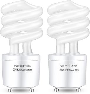 Winkcao CFL Light Bulbs GU24 Base, T3 Spiral 13Watt (60Watt Equ) Soft Wh...