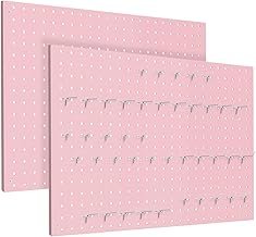 Peg Board, 2 Pack Metal Pegboard Panels Pink Pegboards Wall Organizer wi...