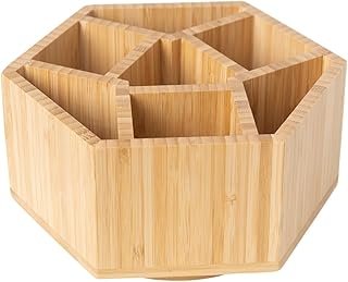360° Rotating Bamboo Desk Organizer, Pen Holder Multifunctional Office A...