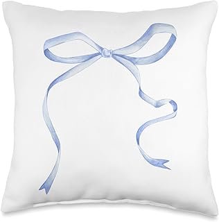 Cute Coquette Blue Bow Aesthetic Girl Women Pattern Decor Throw Pillow
