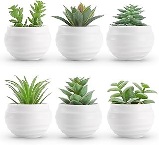 Der Rose Set of 6 Succulents Plants Artificial in Pots Small Fake Plants...