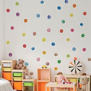 Colorful Polka Dot Wall Decals Watercolor Dots Wall Sticker for Kids Bab...