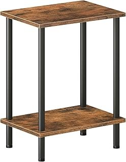 HOOBRO End Table, Small Side Table, Nightstand with 2-Layer Storage Shel...