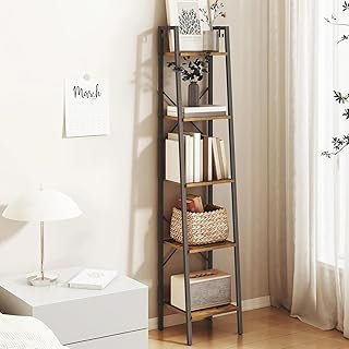 Ladder Shelf, Bookshelf Bookcase, Freestanding Corner Storage Shelve wit...