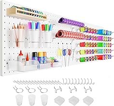 FZK Peg Board with Hooks,36pcs Plastic Pegboard Kit, Includes 4 White Pe...