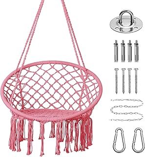 Goutime Hammock Chair, Macrame Hanging Swing Chairs with Hardware Kit,Ad...