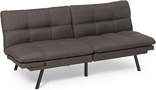 Amazon Basics Futon Sofa Bed, Convertible Memory Foam Sofa Couch with Ad...