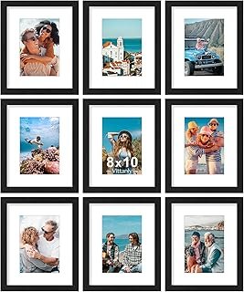 Vittanly 8x10 Picture Frames Set of 9, Shatter Resistant Plexiglass, Dis...
