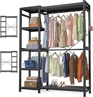 Homykic Bamboo Clothes Rack Garment Rack for Hanging Clothes, Heavy Duty...