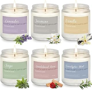 6 Pack Scented Candles Gift Set, Long Lasting Aromatherapy Candles for H...