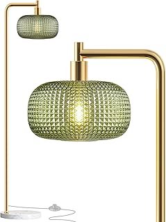 QiMH Gold Floor Lamp for Living Room, Mid Century Modern Standing Lamp B...