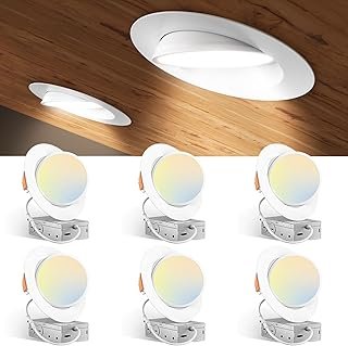 Amico 6 Pack 6 Inch 5CCT Gimbal LED Recessed Lighting, 360°&90° Adjustab...
