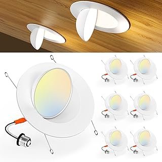 Amico 6 Pack 6 Inch Eyeball Gimbal Retrofit Can Lights, 90° Adjustable D...