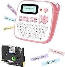Pink Label Maker Machine with-Tape, Portable Kids Label Maker, QWERTY Ke...