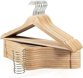 Wooden Hangers 20 Pack, Durable Wood Hangers with 360° Swivel Hook & No...