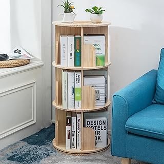 Heehee Wooden Rotating Bookshelf 360 Display Floor Standing Bookcase Sto...
