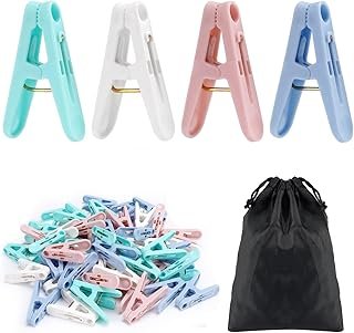 56 Pcs Colorful Clothespins, 4 Colors Spring Clips (2 Inch) Small Clothe...