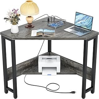 Armocity Corner Desk Small Desk with Outlets Corner Table for Small Spac...