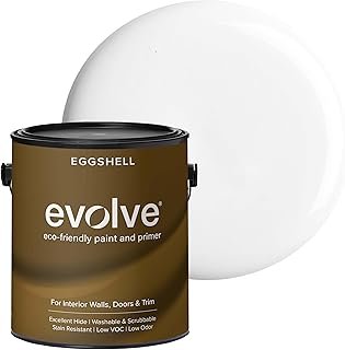 EVOLVE Interior Paint & Primer, Eggshell (Cloud White), 1 Gallon – One...