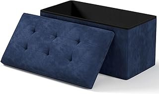 Folding Storage Ottoman Bench, Multi-Functional Ottoman Foot Rest, End o...