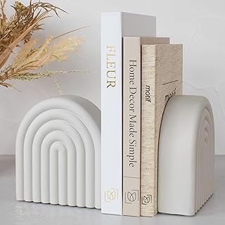 Decorative Concrete Bookends for Heavy Books – Stylish Set of 2, Ideal...