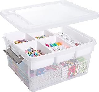 Citylife 17 QT Plastic Storage Box with Removable Tray Craft Organizers ...