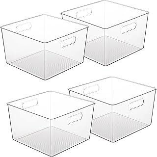 Vtopmart 4 Pack Extra Large Clear Plastic Storage Bins,11x11 Cube Acryli...