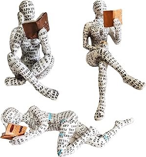 3 Pcs Reading Women Figurine, Thinker Statue，Modern Bookshelf Decor，...