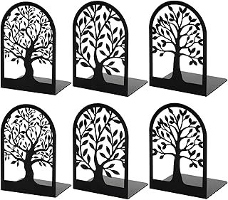 HappyHapi Book Ends, Metal Bookends for Shelves Decorative, Tree Stopper...