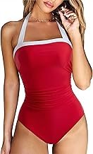 RXRXCOCO Women Retro One Piece Swimsuit Tummy Control Halter Vintage Bat...