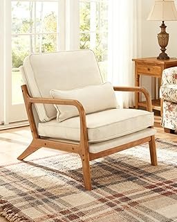 Karl home Accent Chair Mid-Century Modern Chair with Pillow Linen Fabric...
