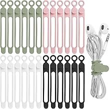 Nearockle 24Pcs Silicone Cable Straps Cord Organizer for Bundling Earpho...
