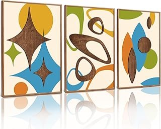 TOARTi 3PCS Framed 3D Mid Century Modern Wall Art Set(16x24inches), Vint...