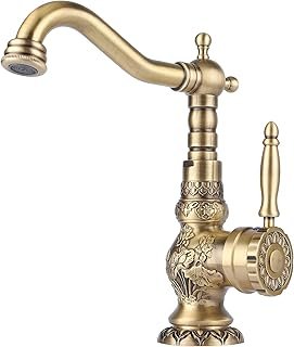 Brass Kitchen Faucet Antique Single Handle Bathroom Faucet, Mixer Tap Br...