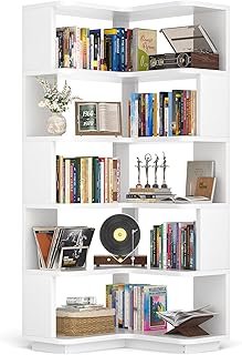 Armocity Corner Book Shelf - 6-Shelf Corner Bookshelf Etagere Bookcase w...